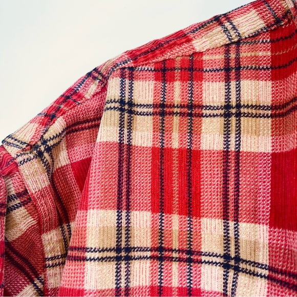 Abercrombie & Fitch Men's Vintage Y2K Big Shirt Plaid Large Red Thick Corduroy - Picture 4 of 12